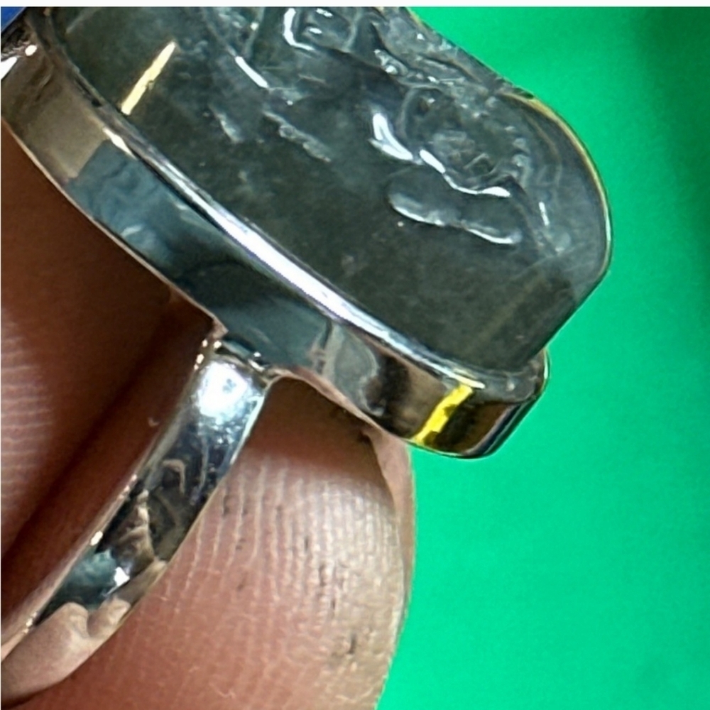 925 Labradorite Skull 💀 Ring size 7 1/2 adjustable - Picture 6 of 10